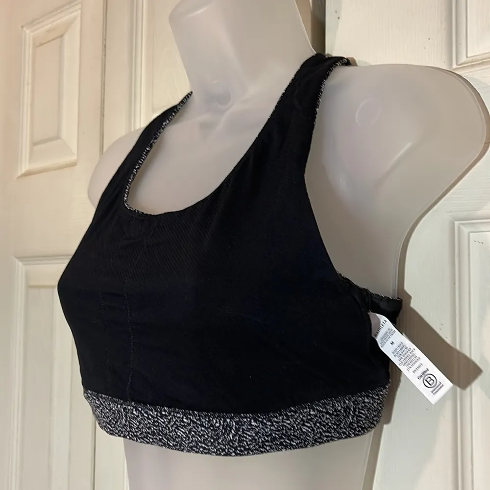 Athleta Marbled Black Gray and White Racerback Sports Bra M Medium - Image 12