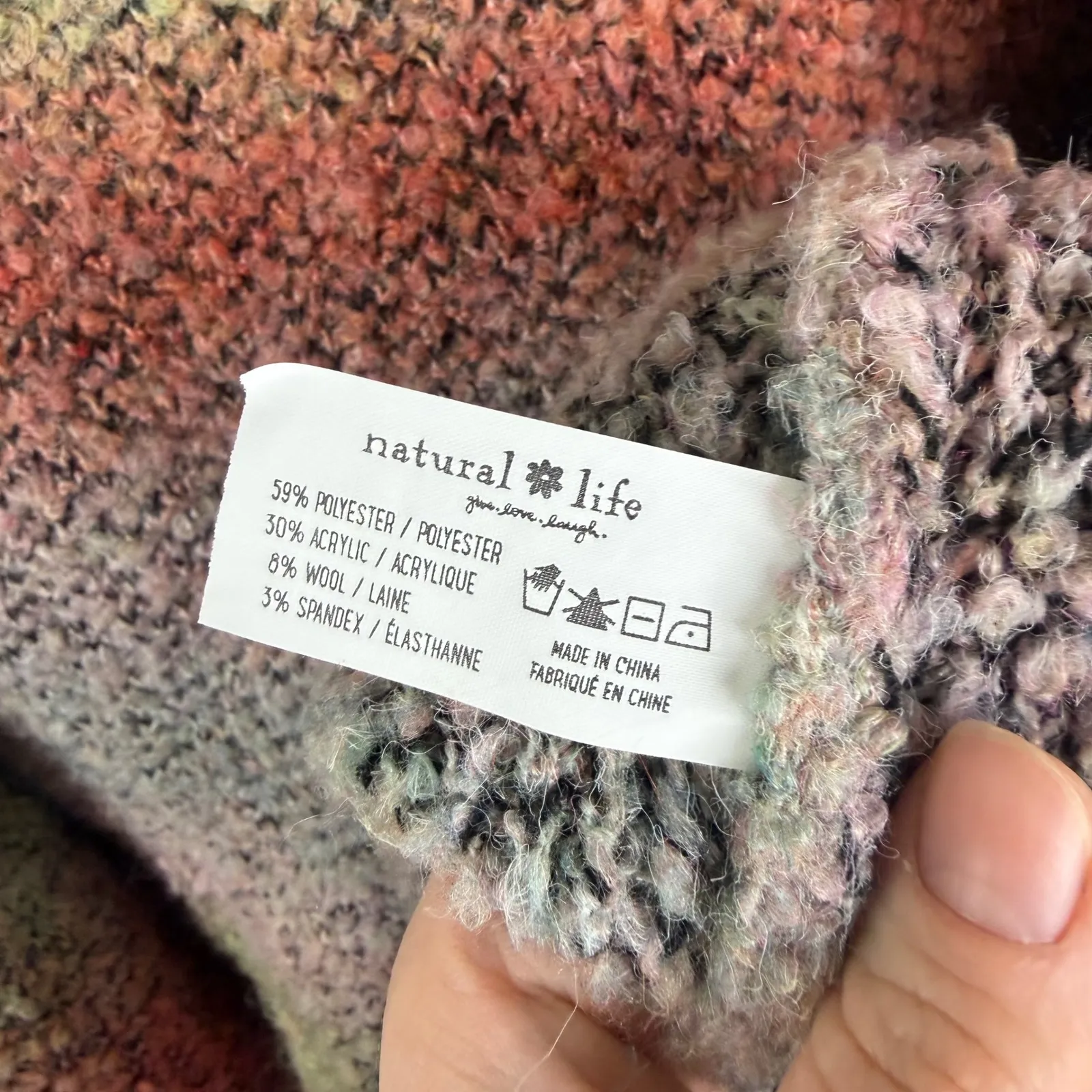 Natural Life Hooded Open Front Ombre Striped Vest Cardigan Sweater O/S Cottage - Image 7