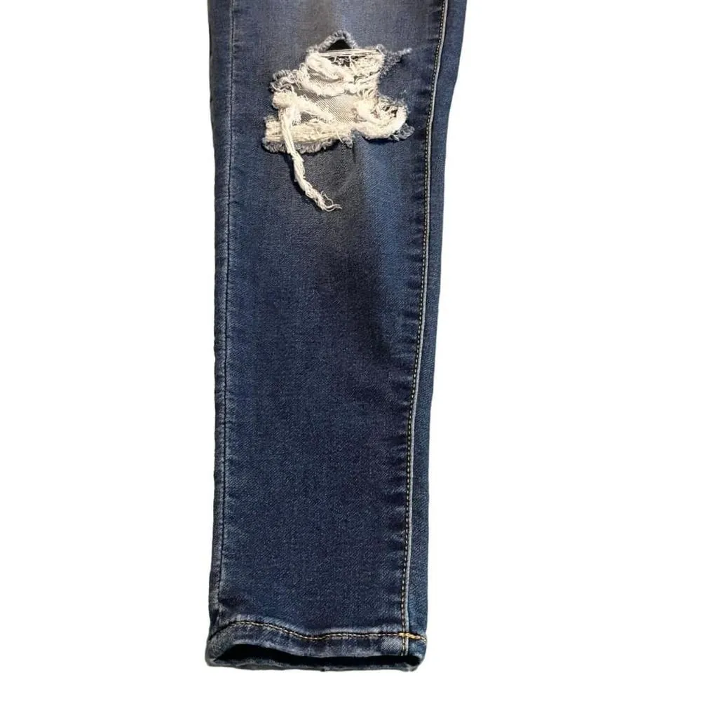 American Eagle Jegging Jeans Womens 4 Blue Mid Rise Skinny Stretch Distressed - Image 4