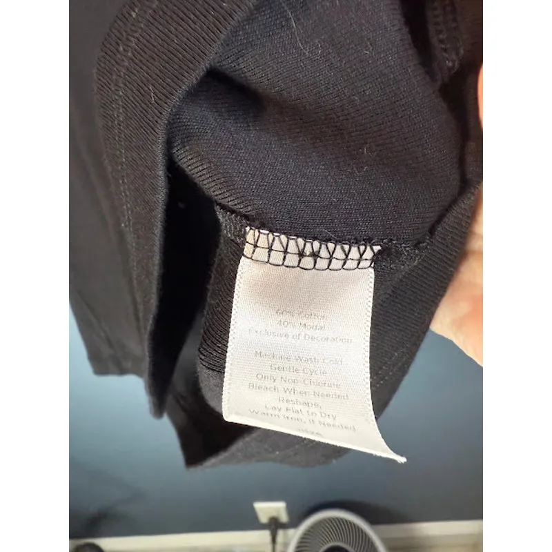 Talbots Blouse Women's Size XL Black Elevated Basic with Floral Trim on Neckline - Image 5