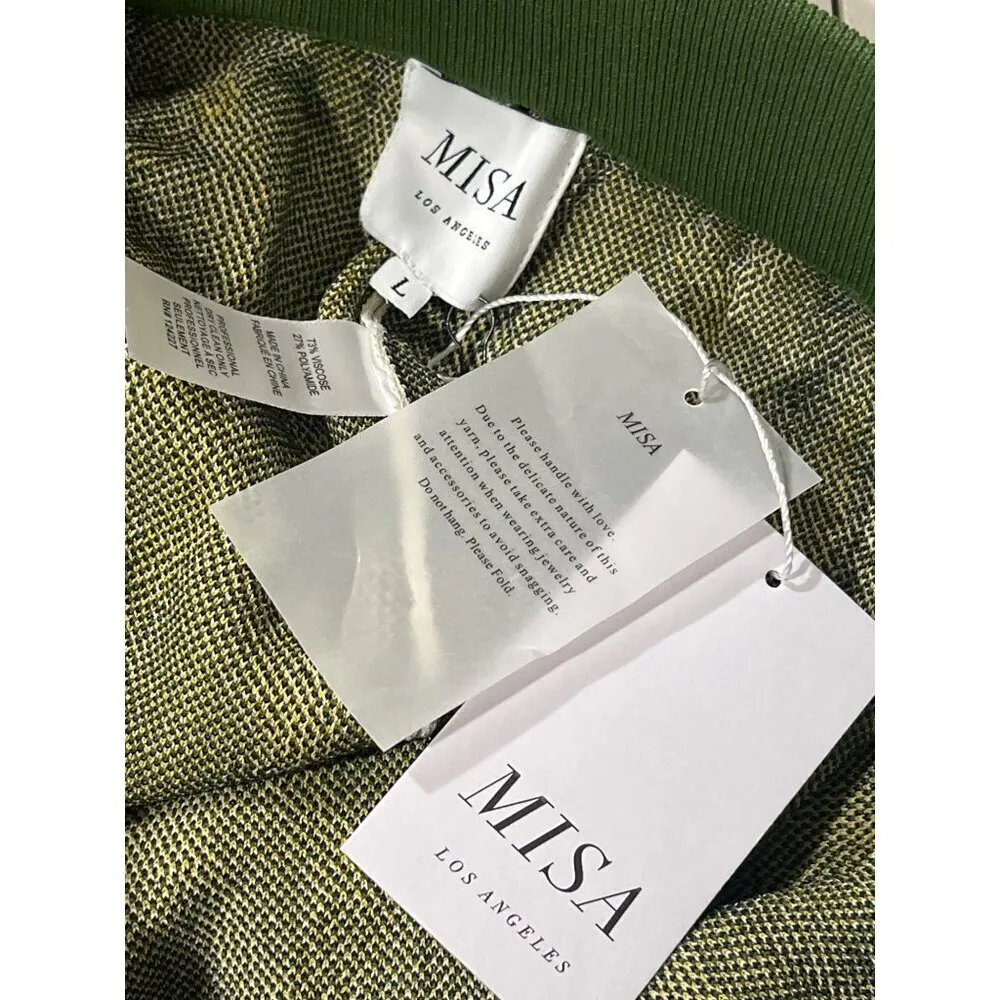 Misa Los Angeles Rialta Pants in Limoncello Geo Large New Womens Knit Trousers - Image 9