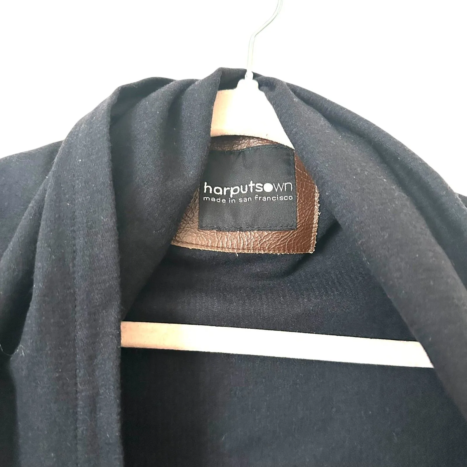 HARPUTS OWN Wool Draped Cardigan Navy‎ Small Blue - Image 3