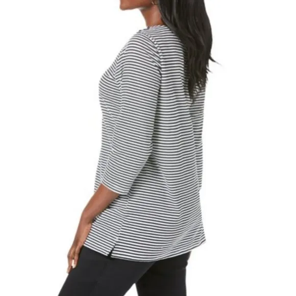 New  Floral Polka Dot Button Boatneck 3/4 Sleeve Tunic Top 14/16 - Image 15