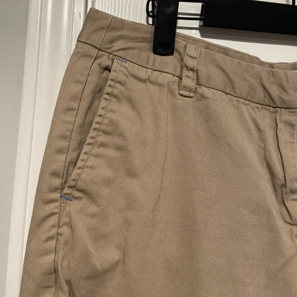 Disney Parks Size 10 Khaki Zip Up Cotton Twill Blue Mickey Embroidered Shorts - Image 4