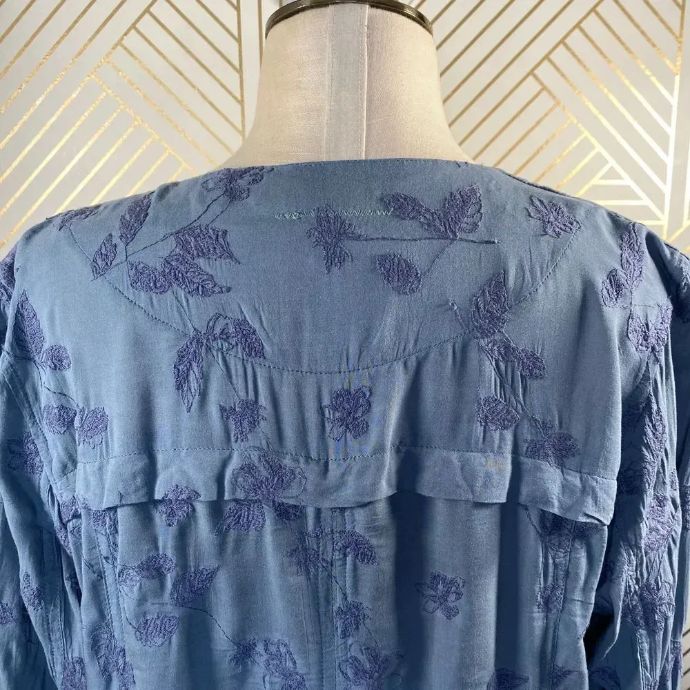 Anthropologie Hei Hei Melita Utility Jacket Cardigan Embroidered Blue Size Small - Image 11