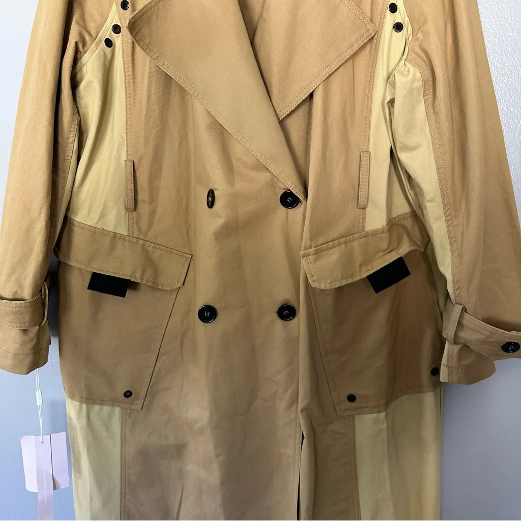 NWT Avec Les Filles Color Block Trench Coat in Safari size XL *missing belt* - Image 5