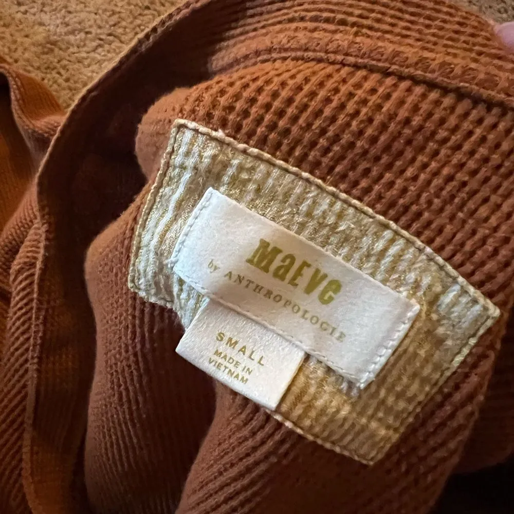 Maeve Anthropologie Eliza Henley Babydoll Tunic Thermal Shirt Burnt Orange Small - Image 12