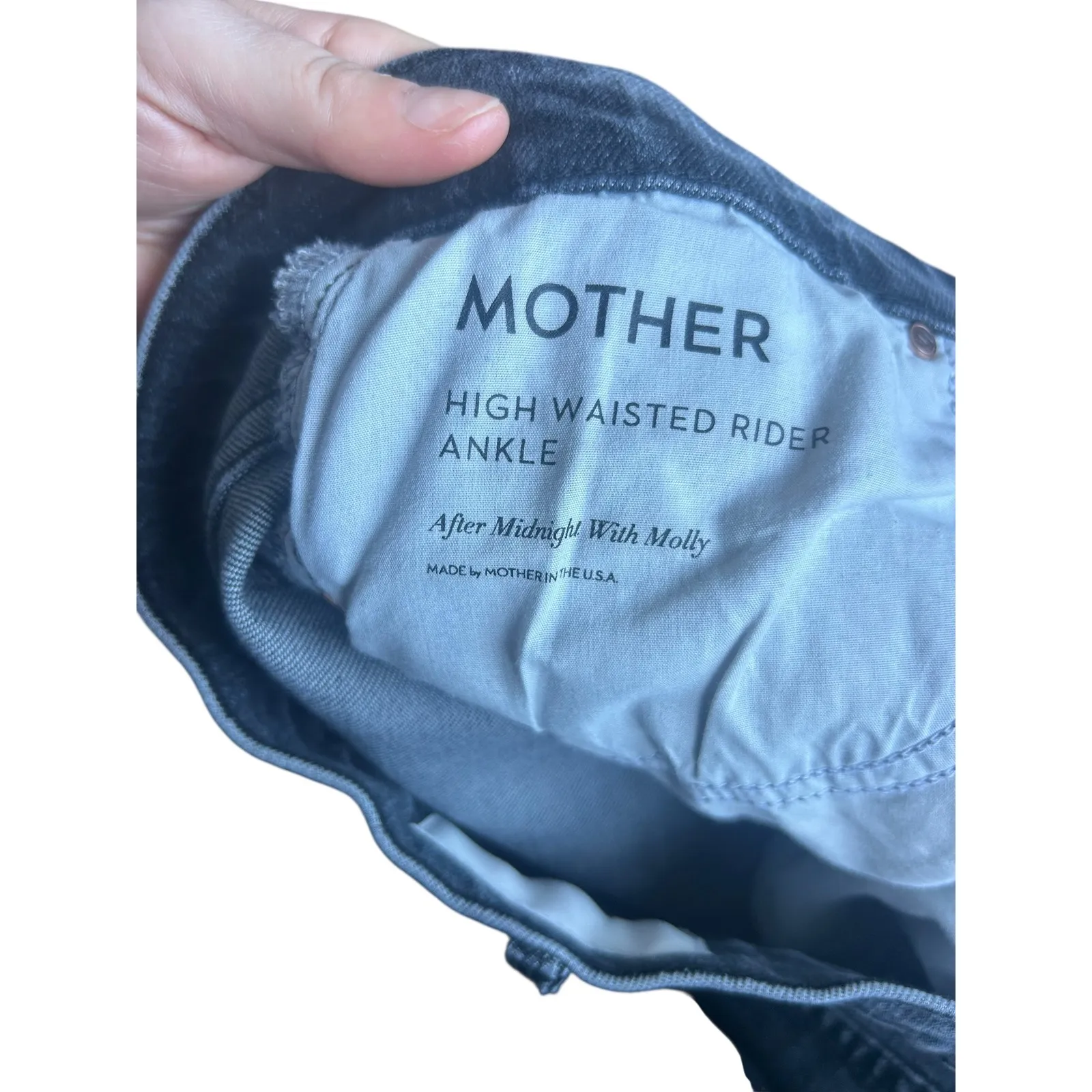 MOTHER Superior High Waisted Rider Ankle Jeans After Midnight With Molly Size 31 Gray - Image 11