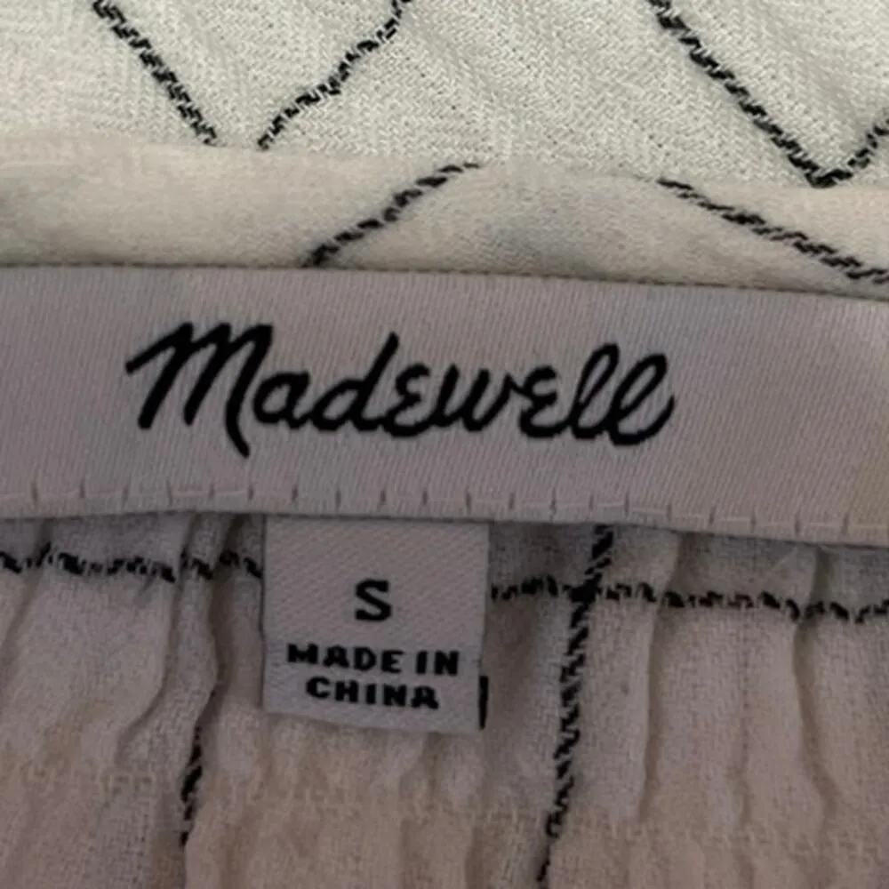 Madewell White Checkered Plaid Button Down Long Sleeve Crop Top Blouse Shirt S - Image 6