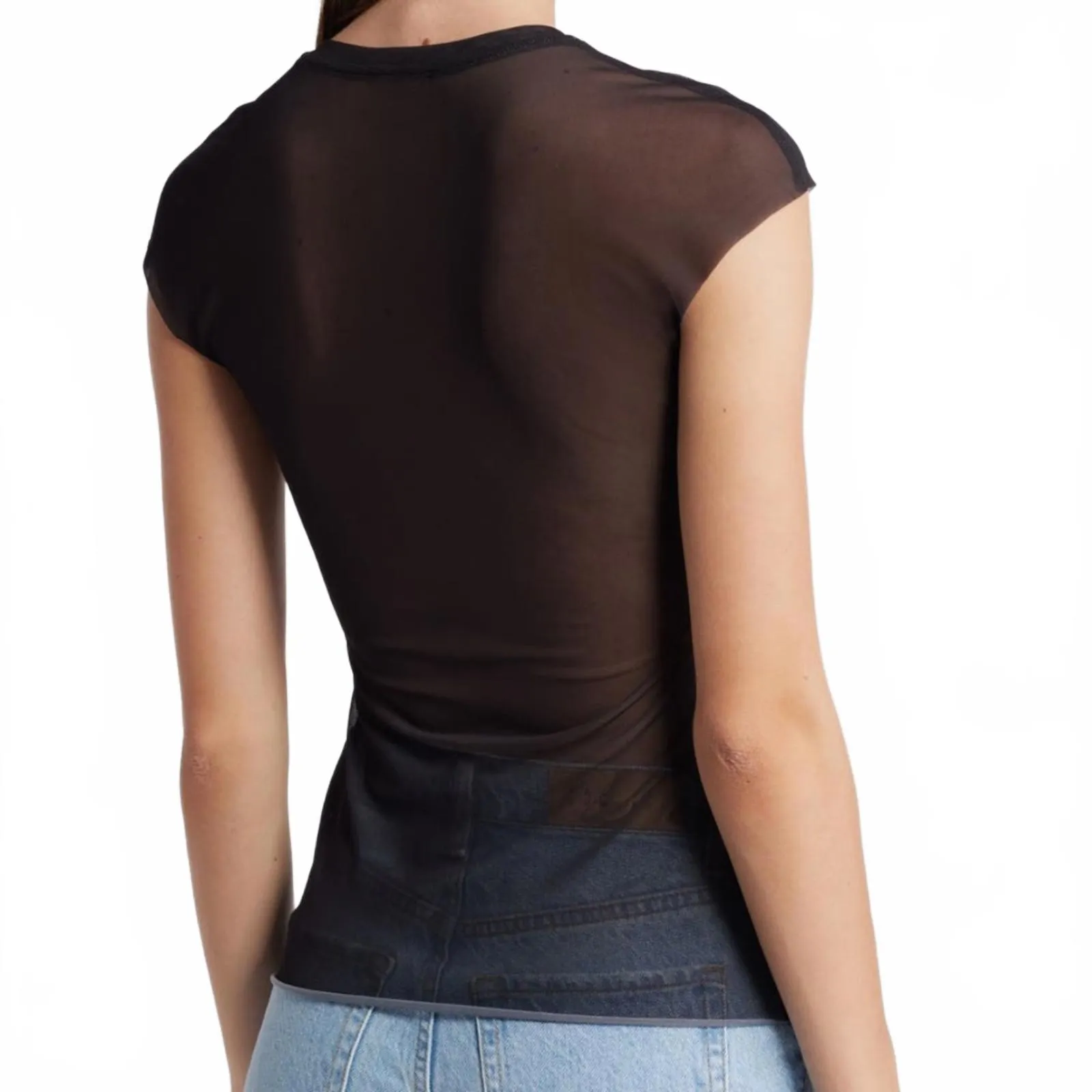 AFRM Nina Watercolor Love Leopard Print Black Mesh T - Image 5