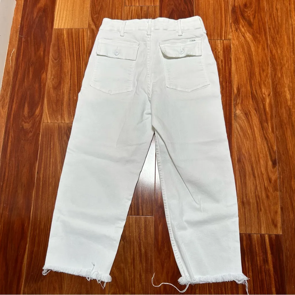 Mother Patch Pocket Private Ankle Fray in Fairest of Them All White jeans Size 26 - Image 9