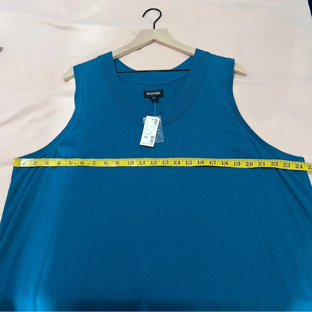 Avenue Womens Size 26/28 Teal Stretch Knit‎ Scoop Neck Sleeveless Swing Top - Image 12