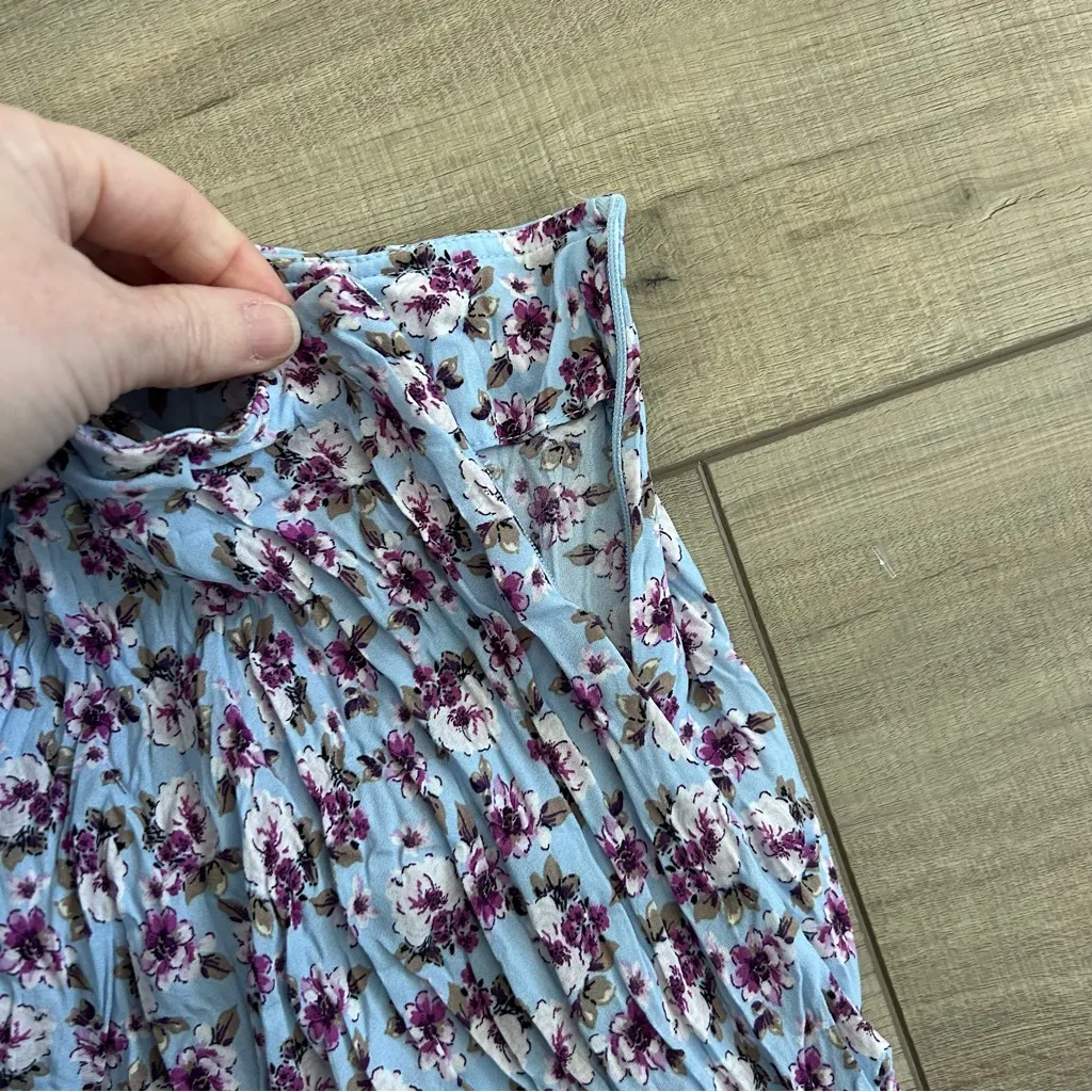 Zara Blue Purple Pink Floral Wrinkle Tiered Mini Skirt NWT S - Image 4