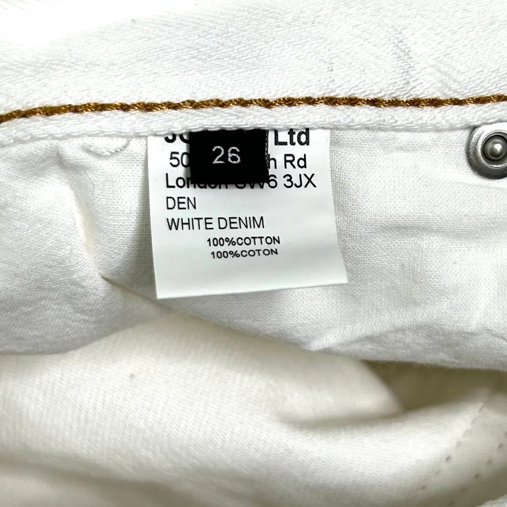 JOSEPH Button Fly Jeans in White with Contrast Stitching Size 26 - Image 8