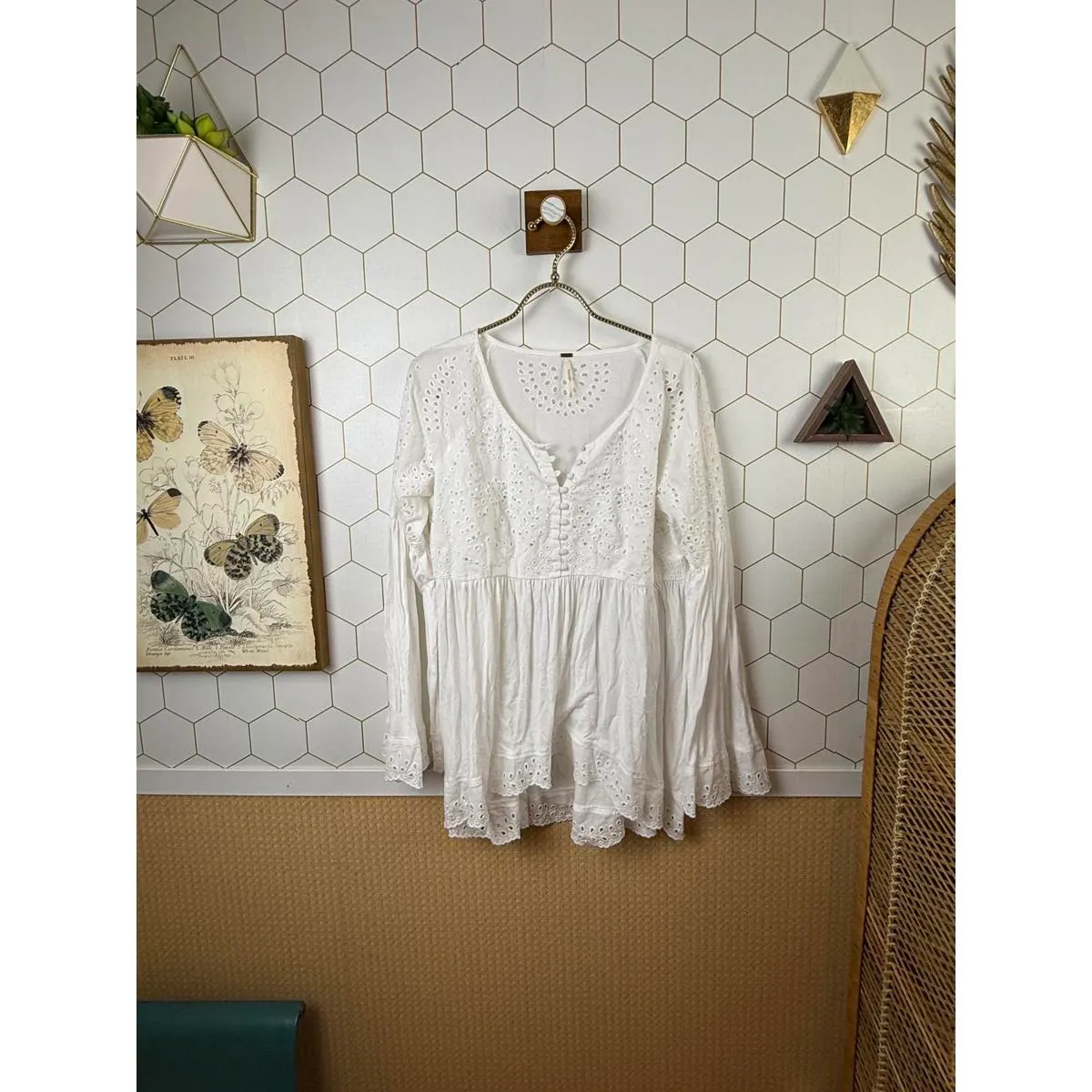 Free People White Sea Of Love Sparkle Tunic Top - Size - Small - Image 2