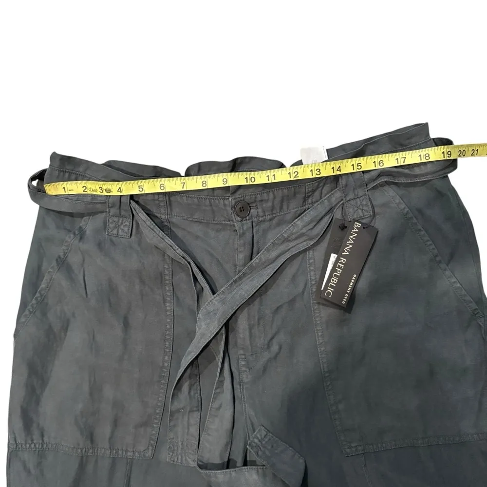 NWT, Banana Republic Paperbag Tie Waist Pants Linen Cotton Blend Orca, Sz 18R - Image 11