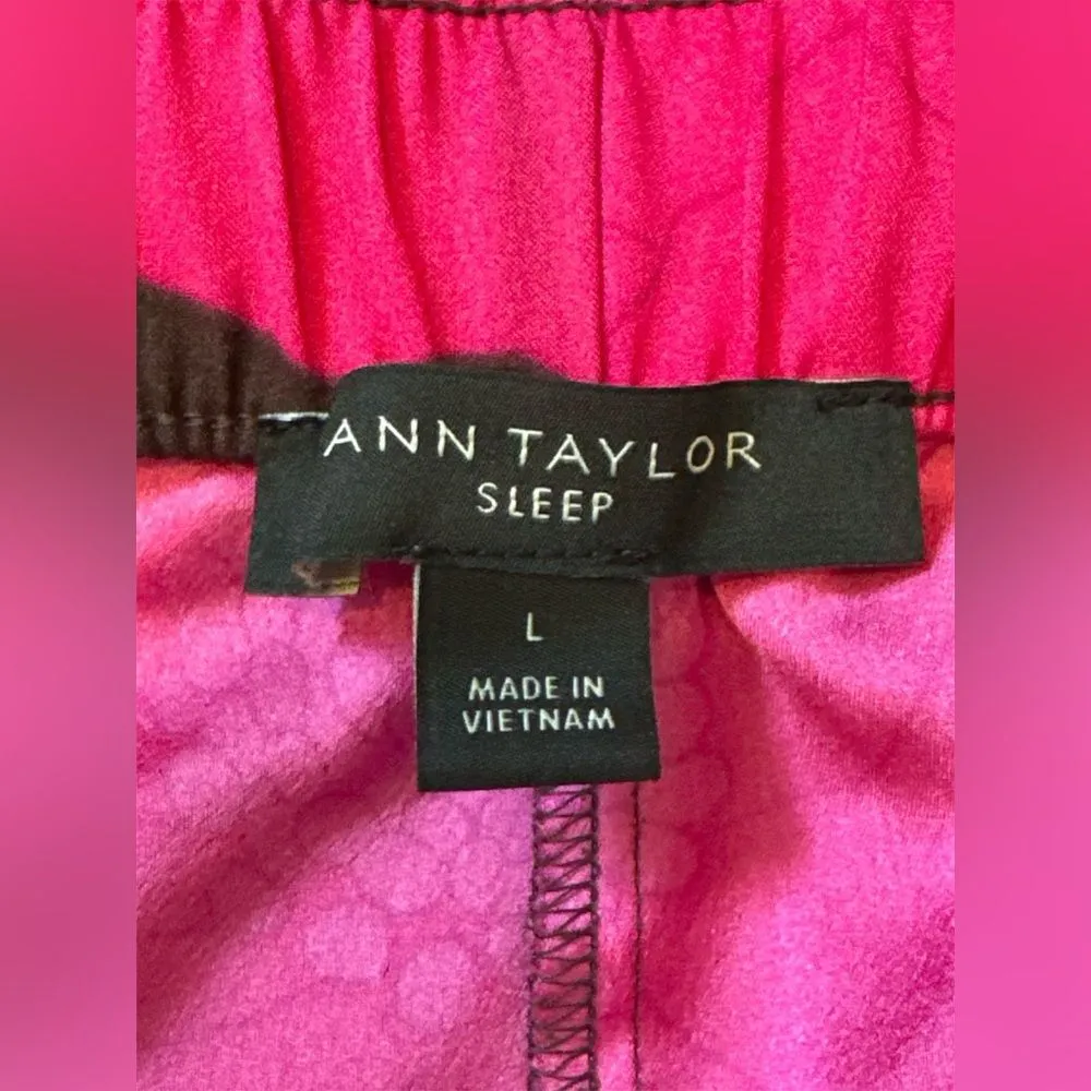 Ann Taylor Floral‎ Sleep Pants Pink Brown Women’s Size Large Drawstring Waist - Image 5