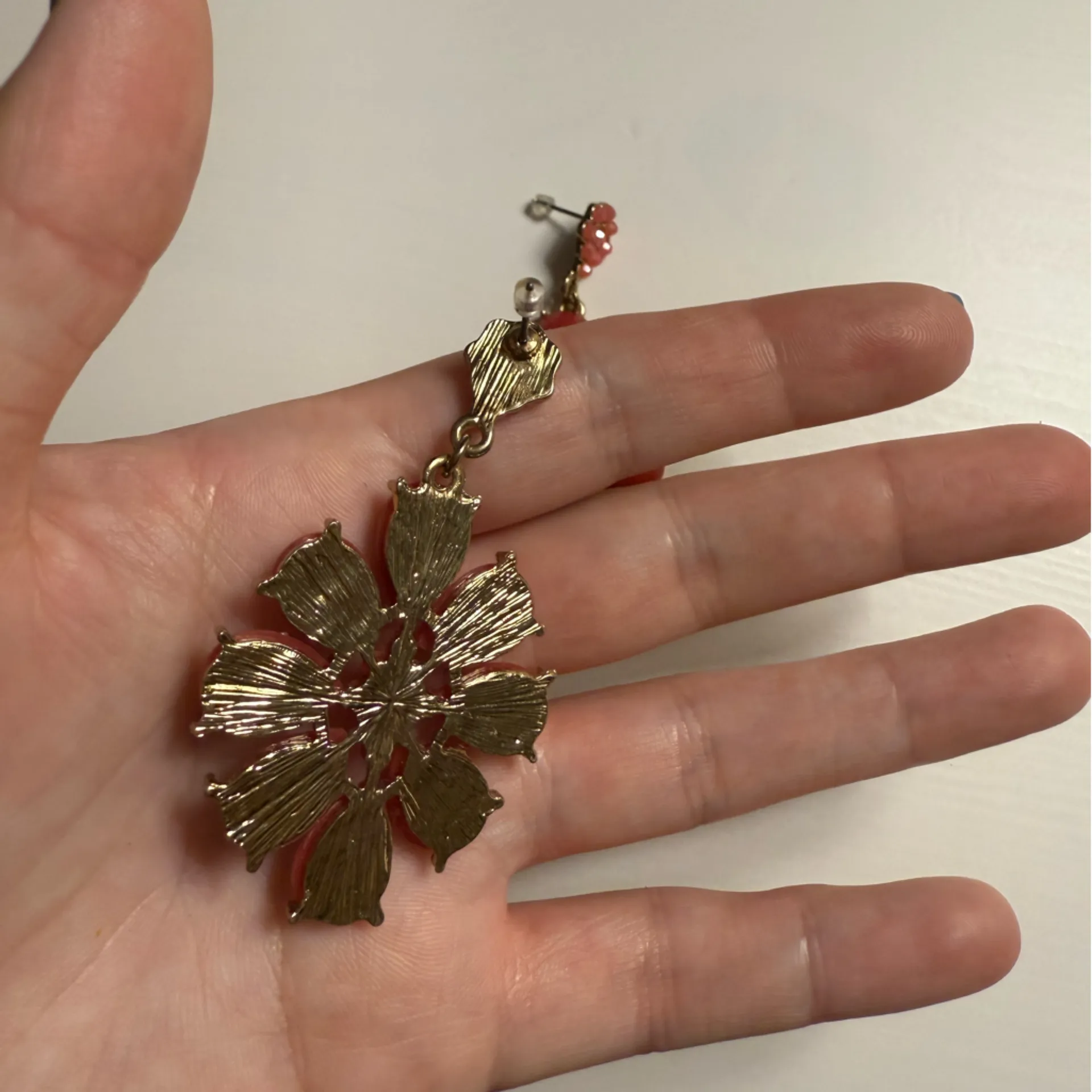 Pink Floral Starburst Earrings with Gold-Toned Metalwork Nordstrom Dangle - Image 3