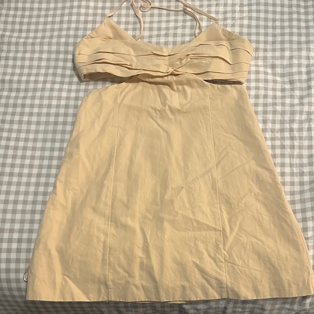 Zara Cut Out Linen Blend Dress - Image 4