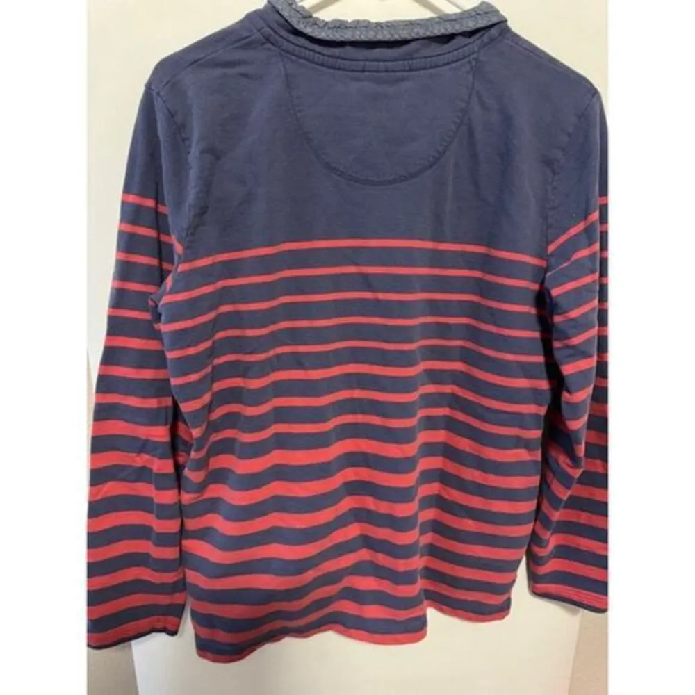 L.L. Bean Vintage Striped‎ Crewneck Sweatshirt Size Large Blue - Image 5