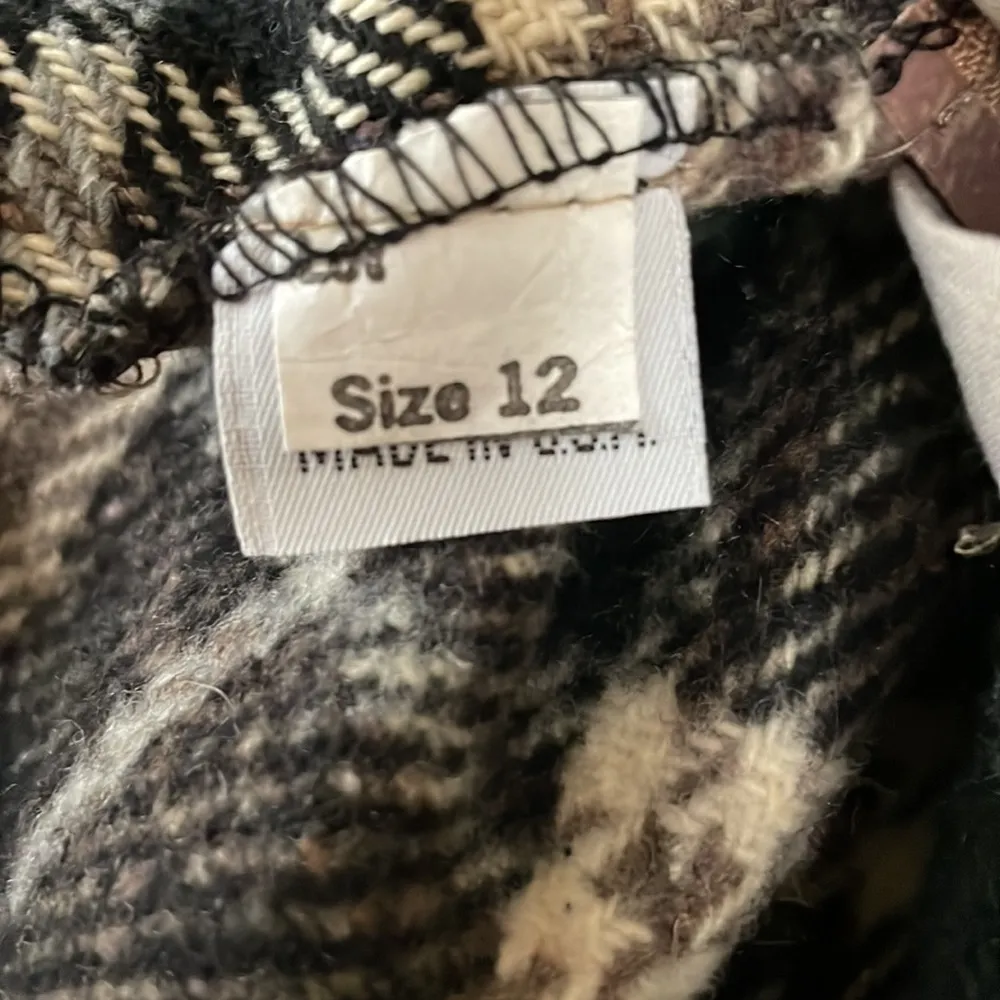 Vintage J&H Fashions Taupe Beige Full Length Trench Coat Wool Plaid Flannel Gray Size 12 - Image 9