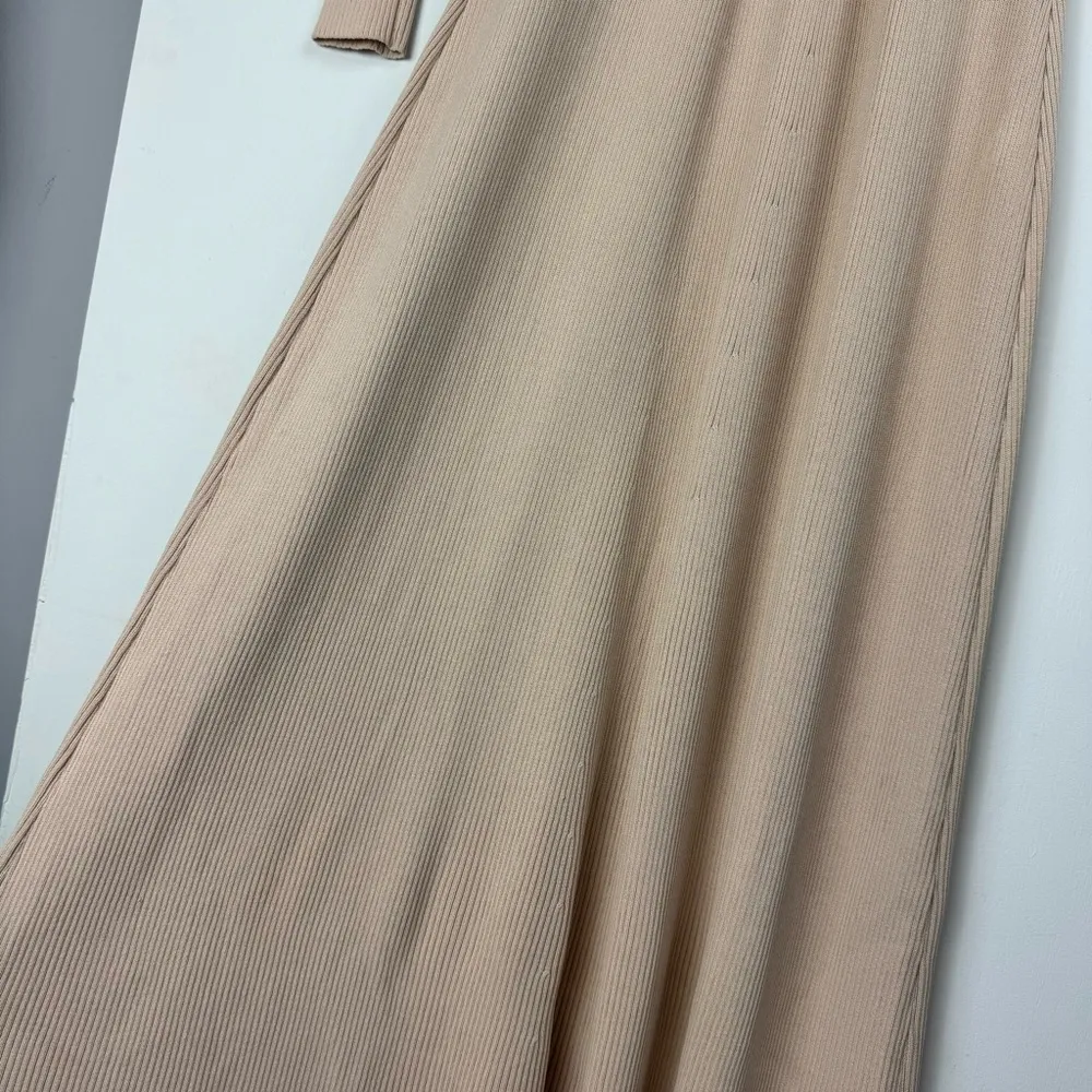 Zara Cream Knit Maxi Dress Turtleneck Long Sleeves Sz Medium A-line Silhouette - Image 14