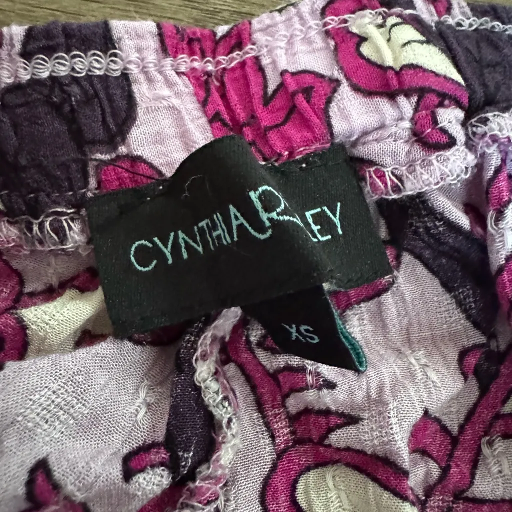 Cynthia Rowley Floral Purple Flare Summer Pants - Image 2