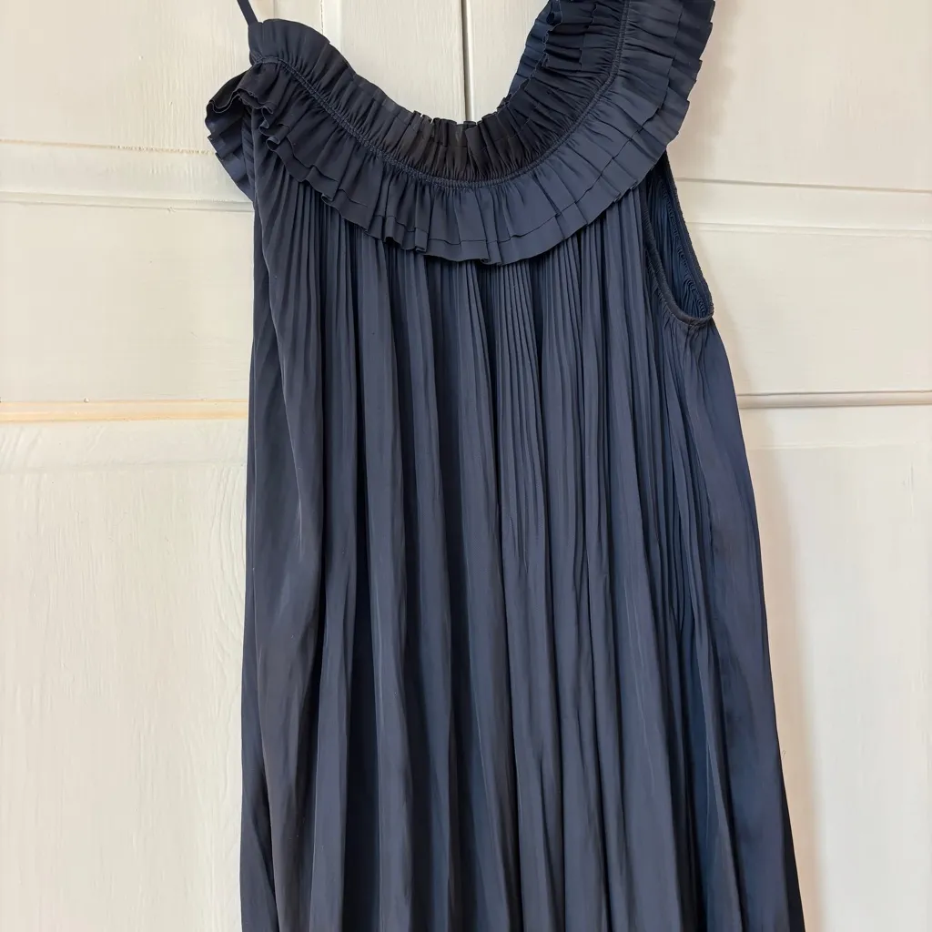Ulla Johnson One Shoulder Jade Pleated Dress Midnight Navy Blu Size 4 Gown Flowy - Image 13