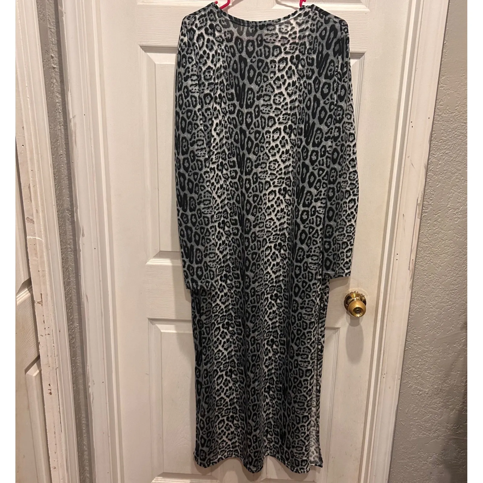 UMGEE USA Womens Animal Print Duster Cardigan Long Sleeve XL Boho Festival Black - Image 6