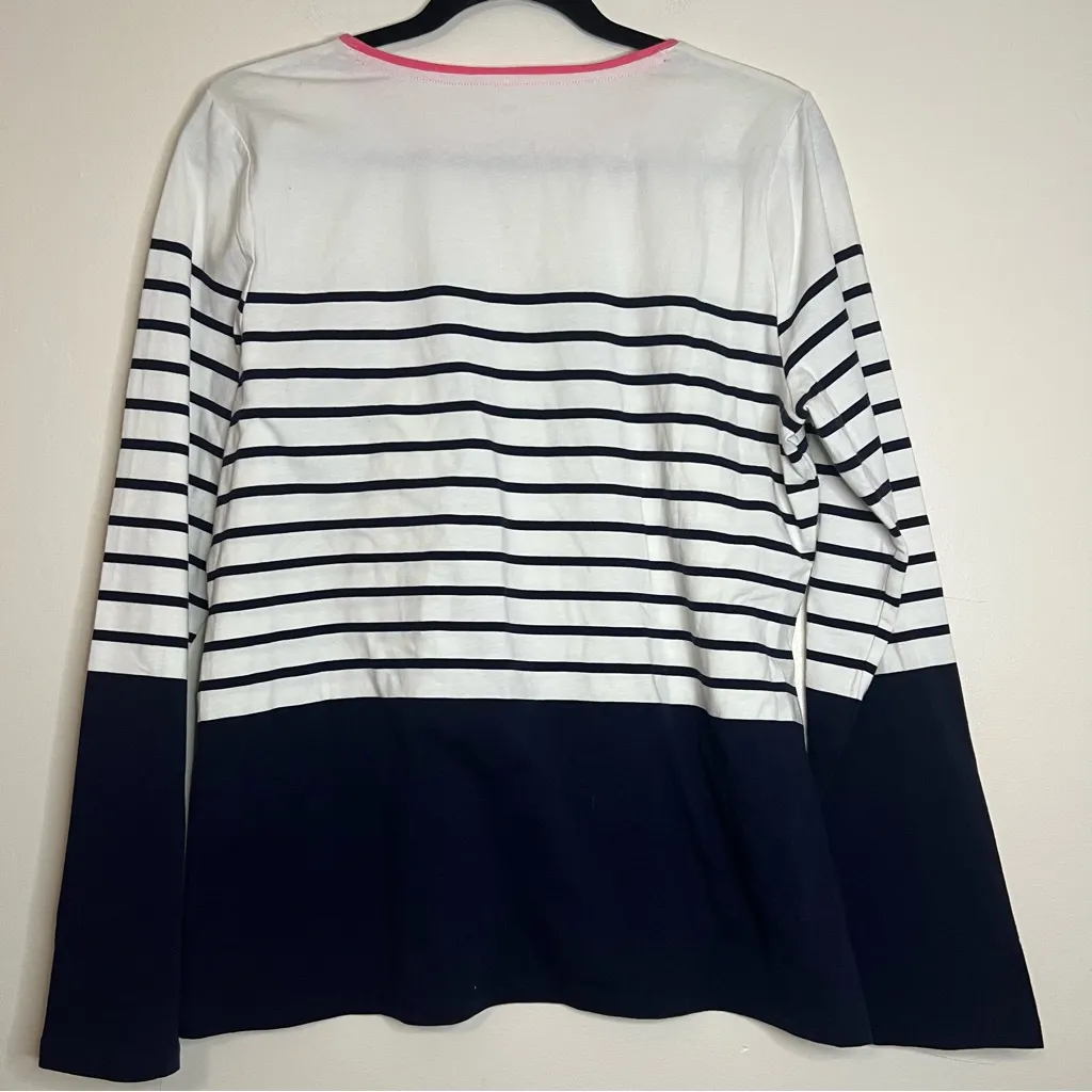 Talbots Navy‎ Stripe Long Sleeve Tee Shirt L nautical - Image 4