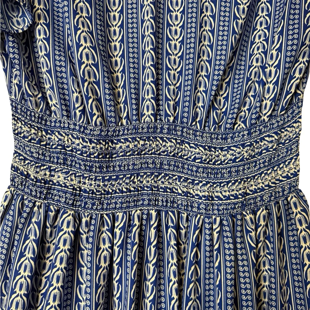 💙✨ MAX STUDIO Blue Flutter Sleeve Floral Tiered Maxi Dress 🌸 Size S – EUC - Image 7