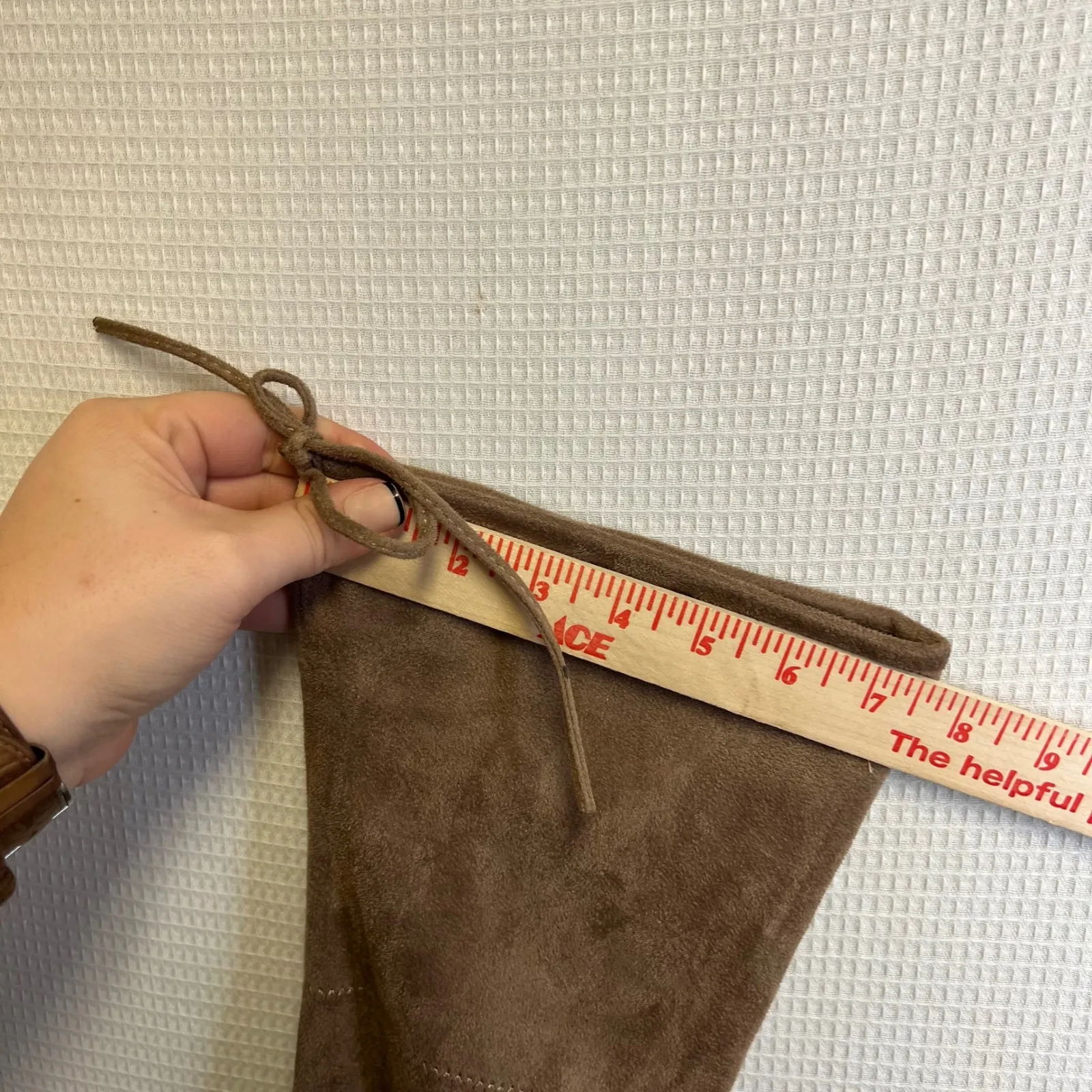 Forever Womens Taupe Suede Over The Knee Boots Block Heel Lace Up Size 7 - Image 8