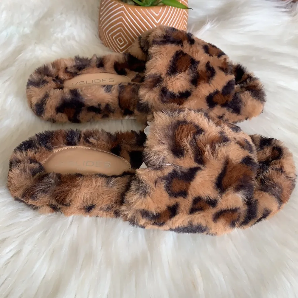nwob // j/slides lovlie leopard faux fur slides - Image 67