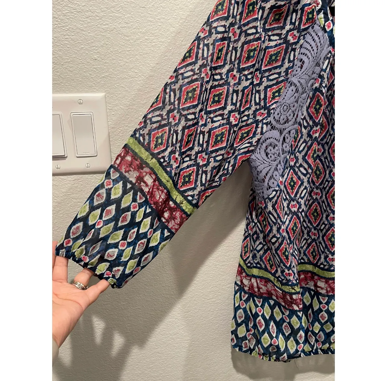 FIGUEROA AND FLOWER Boho Multicolor Sheer Blouse - Image 3