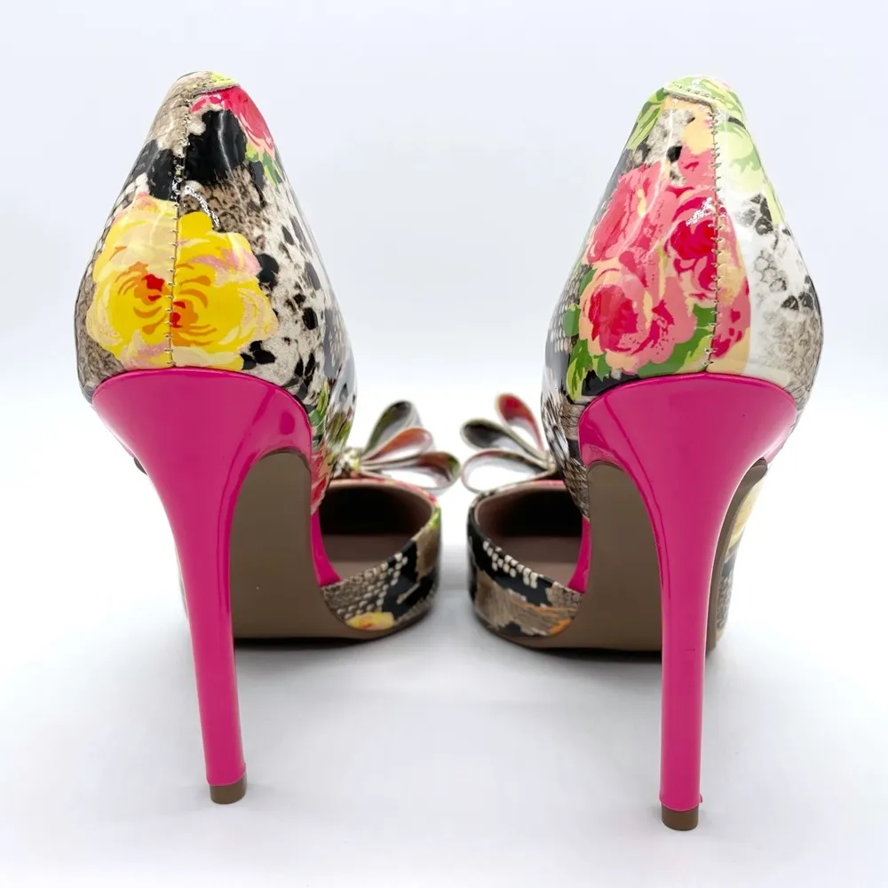 Betsey Johnson Prince Floral Snake Print Bow Pumps - Image 5