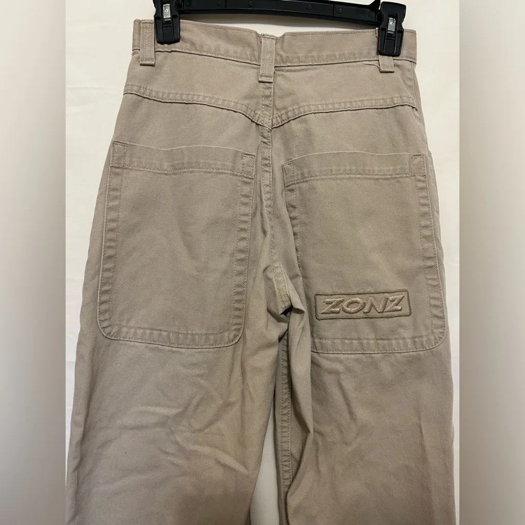 Vintage Y2K Zonz High Rise Baggy Jeans Women’s 12‎ Wide Leg 90s JNCO Style Tan - Image 13
