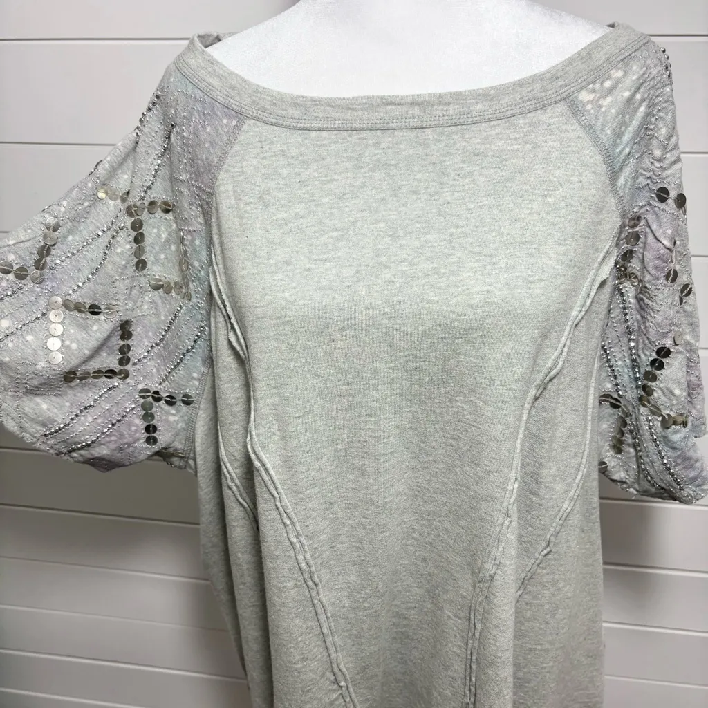 Free People Shine Me Out Top‎ Embellished Sleeve Pullover Open Back Large L NEW - Image 8
