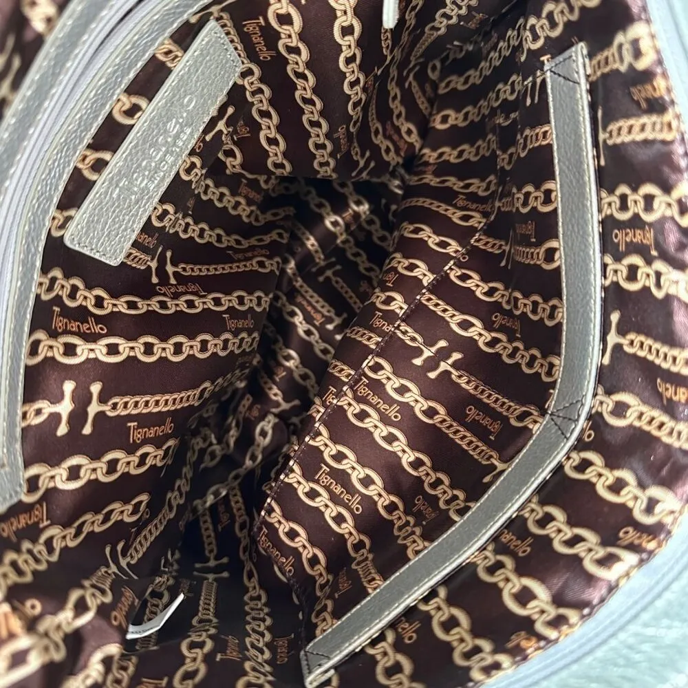 Silver Leather Tignanello Shoulder Hobo Bag - Image 8