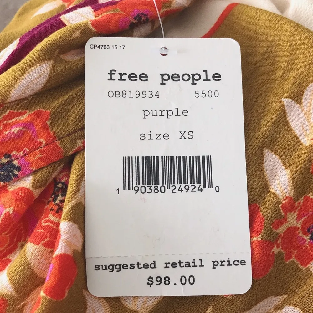 Free People Purple Halter Neck Flare Top Multi Tunic Size XS NWT $98.00 - Image 8