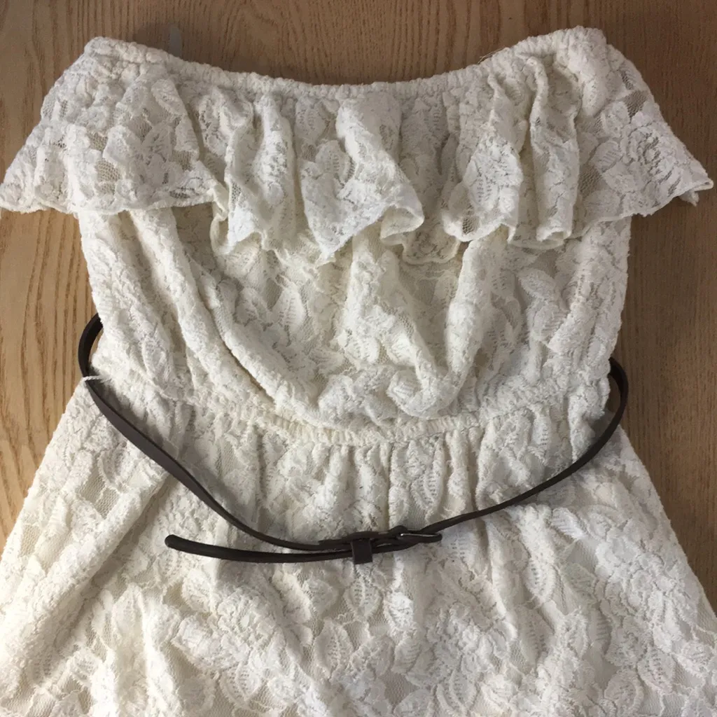 New Speechless Lacey Strapless Dress with Belt Super Sexy Ivory/Cream Medium - Image 2