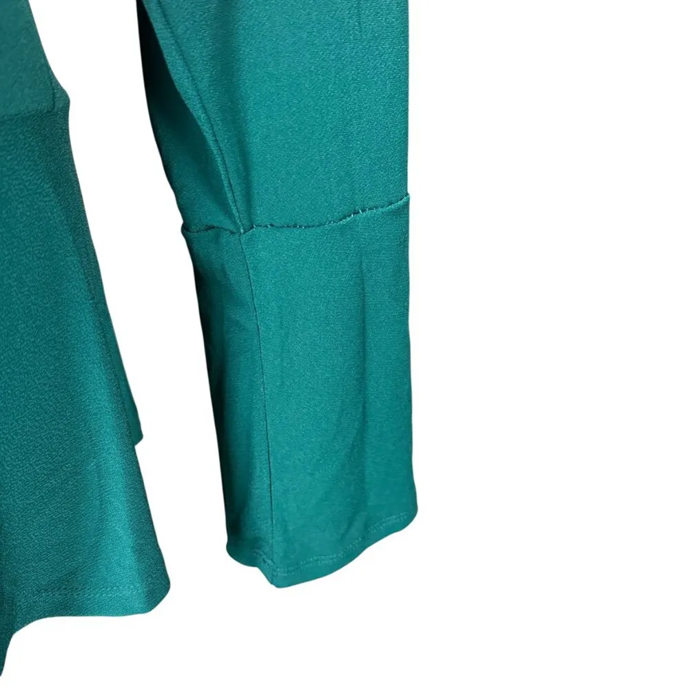 Thalia Sodi green long sleeve stretchy pullover blouse criss cross back size L - Image 7