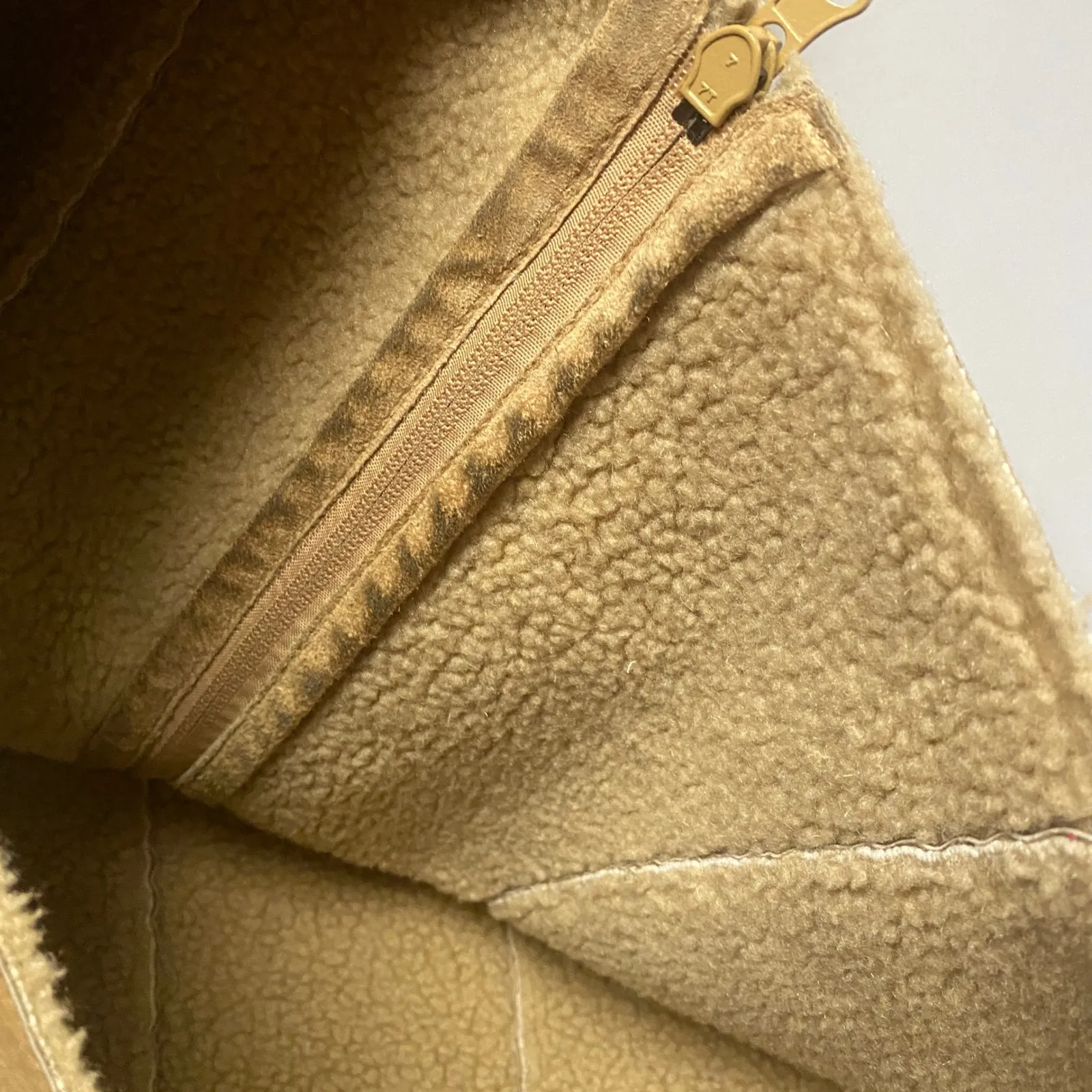 Vintage Y2K EXPRESS Suede Sherpa Lined Zip Vest Tan Brown Women's Size L Capsule - Image 6