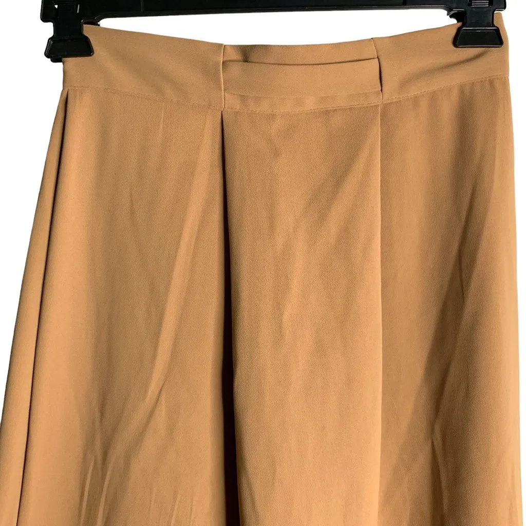 Bless Pleated Midi Swing Skirt M Camel Brown Belted Waist Zip Korean Fashion Size M - Image 4