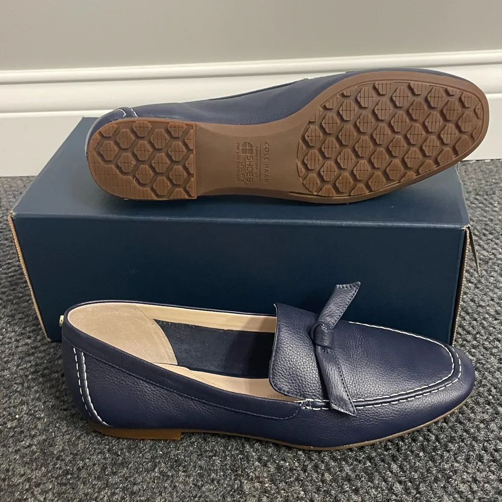Cole Haan Women's Candace Bow Loafer Leather Shoes Marine Blue Size 7.5 B - Image 5