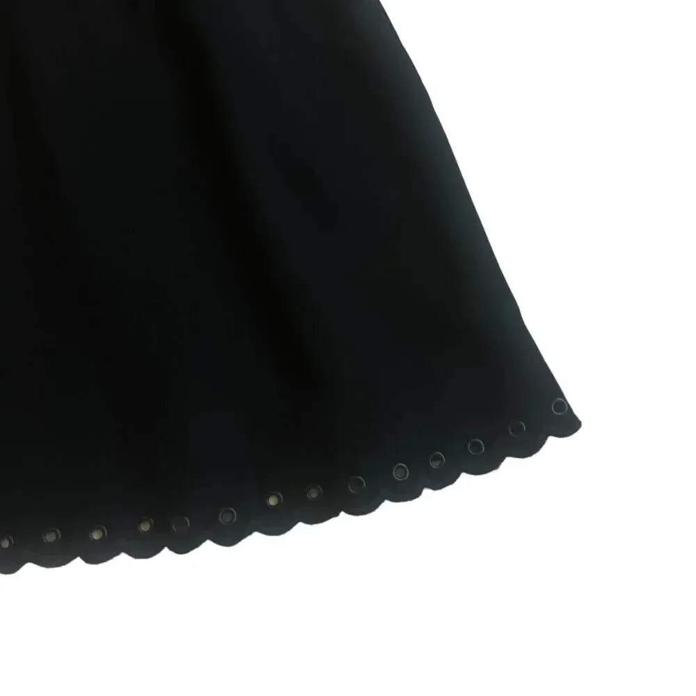 Sam Edelman Black A-Line Dress LBD Party Sheer Top Grommet Trim Size 2 Women's - Image 7