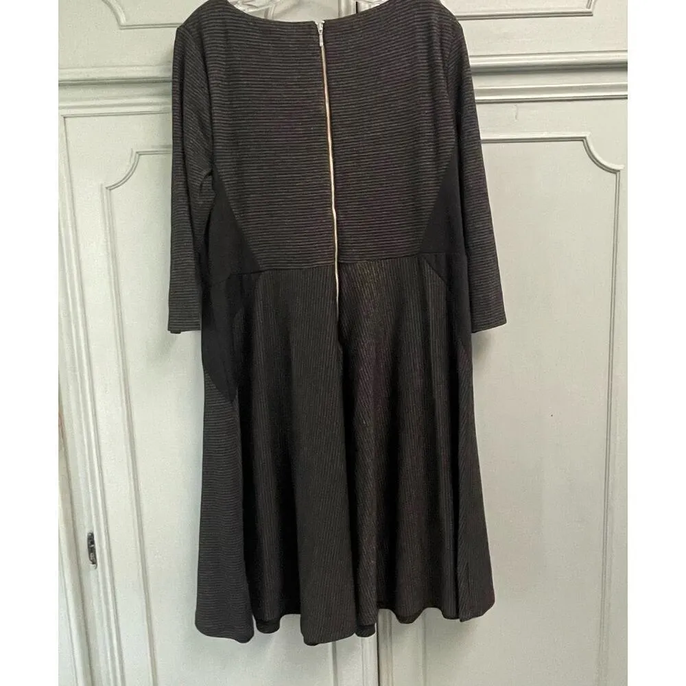 Lane Bryant Dress  Size 18/20 Black Gold Metallic Evening Dressy 3/4 Sleeves - Image 2