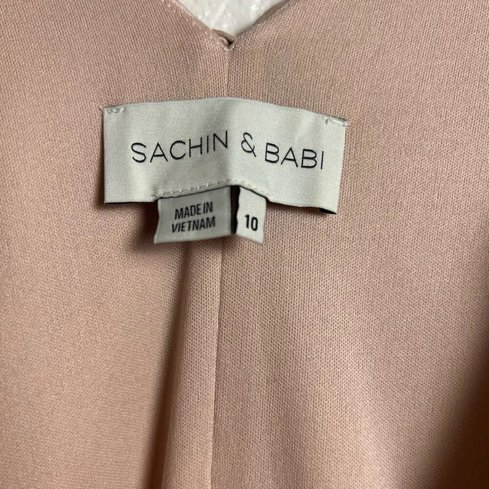 Sachin & Babi Tansy Satin Charmeuse Blush Formal Gown Size 10 - Image 8