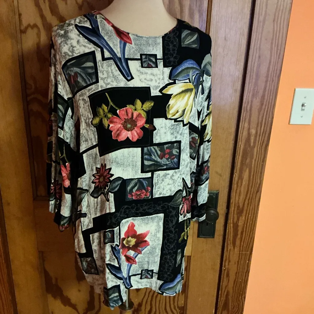 Vtg 80s floral patchwork top Size 1X - Image 4