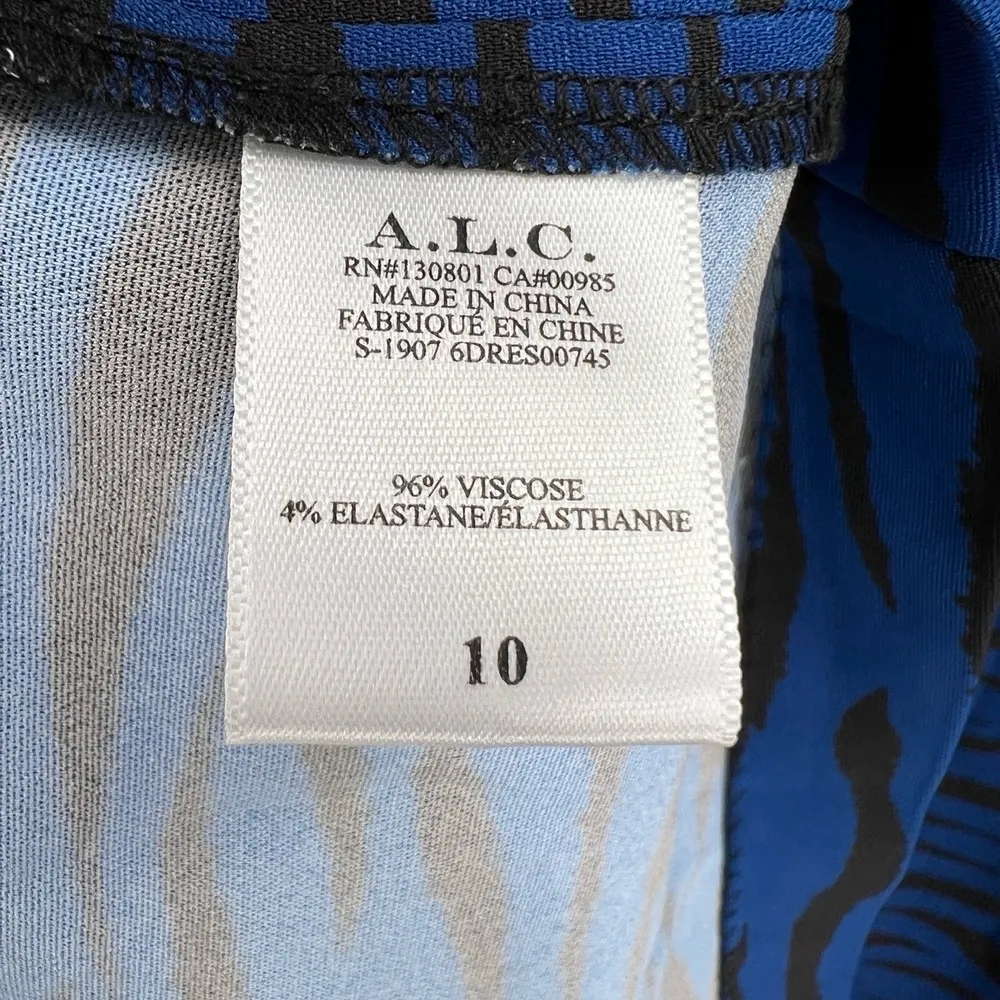 A.L.C. Shift Dress Blue Animal Print Bold Mod Retro Edgy Glam Mini Size 10 - Image 6