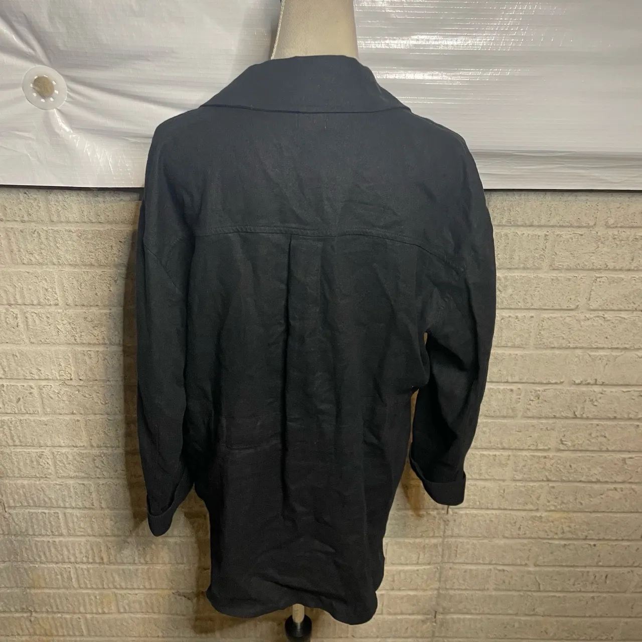 A New Day Black‎ Linen Blend Drawstring Waist Jacket Size Large - Image 4